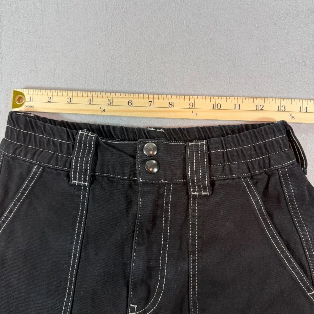 BDG Urban Outfitters Skate Carpenter Shorts Womens S Black Denim Contrast Stitch